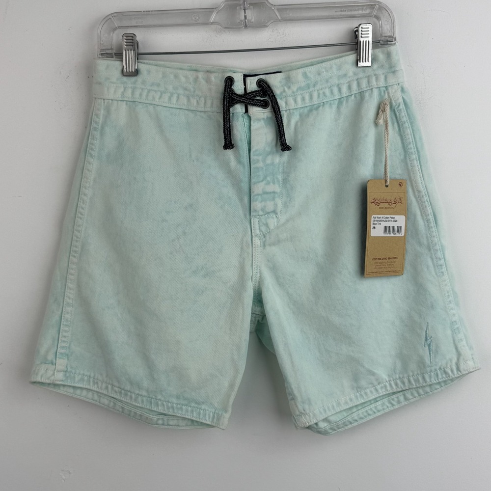 Lightning Bolt Board Shorts Men's 28 Blue Tint Acid‎ Wash Pelican Surf Swim NWT